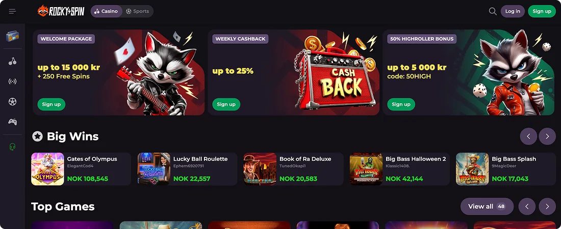 RockySpin Casino – program VIP z cashbackiem